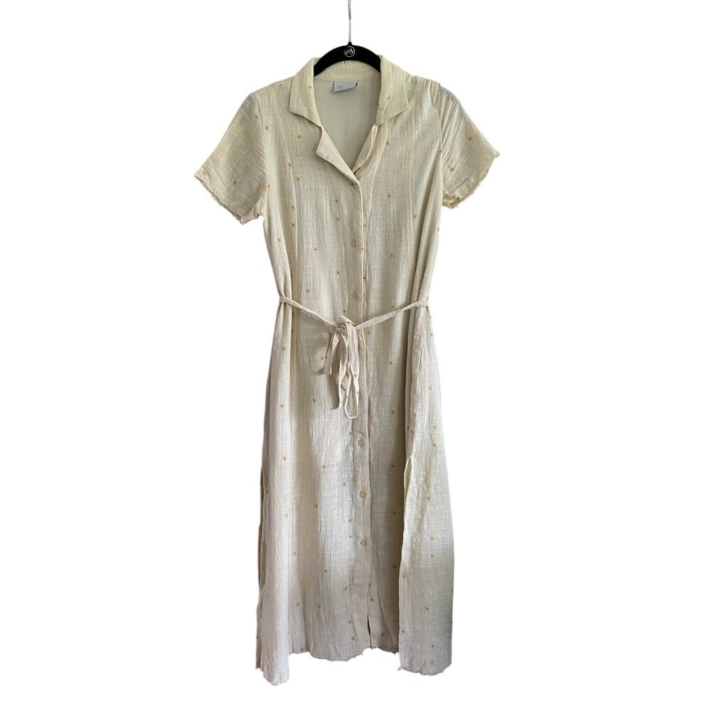 Rue Stiic Sunburst Patterned Button Front Collared Shirt Dress Size Small